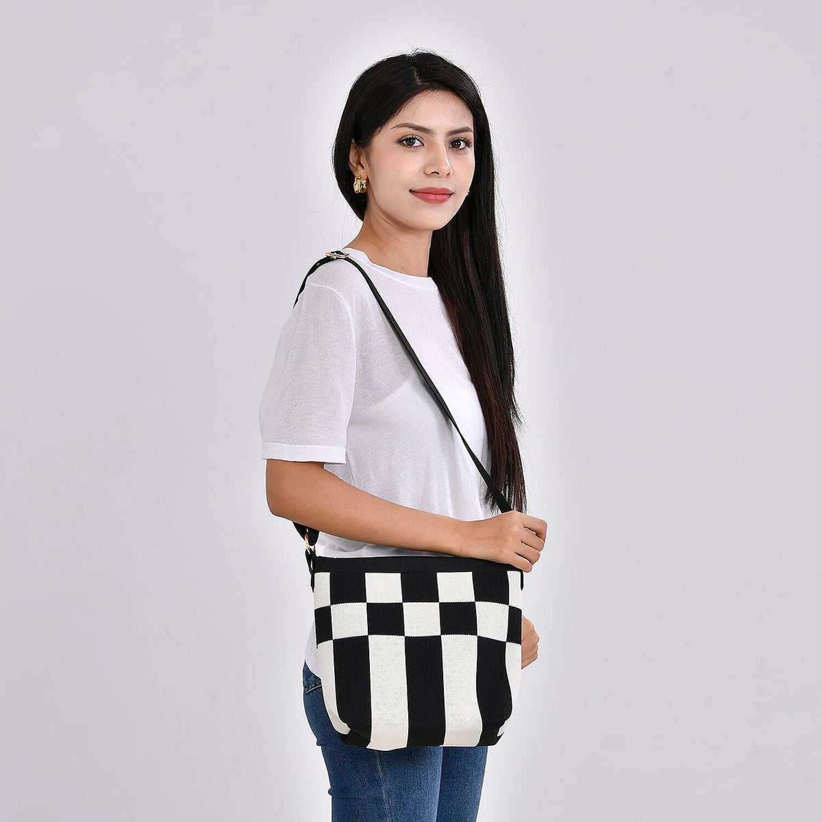 Check Pattern Crossbody Bag with Shoulder Strap 7710970 2