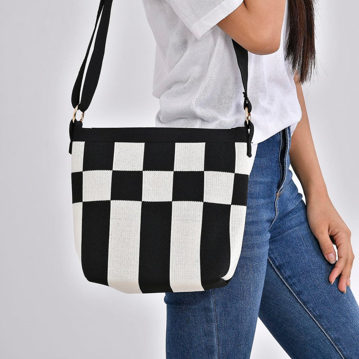 Check Pattern Crossbody Bag with Shoulder Strap 7710970 3