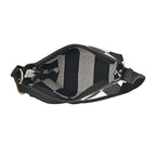 Check Pattern Crossbody Bag with Shoulder Strap (120cm) - Black & White