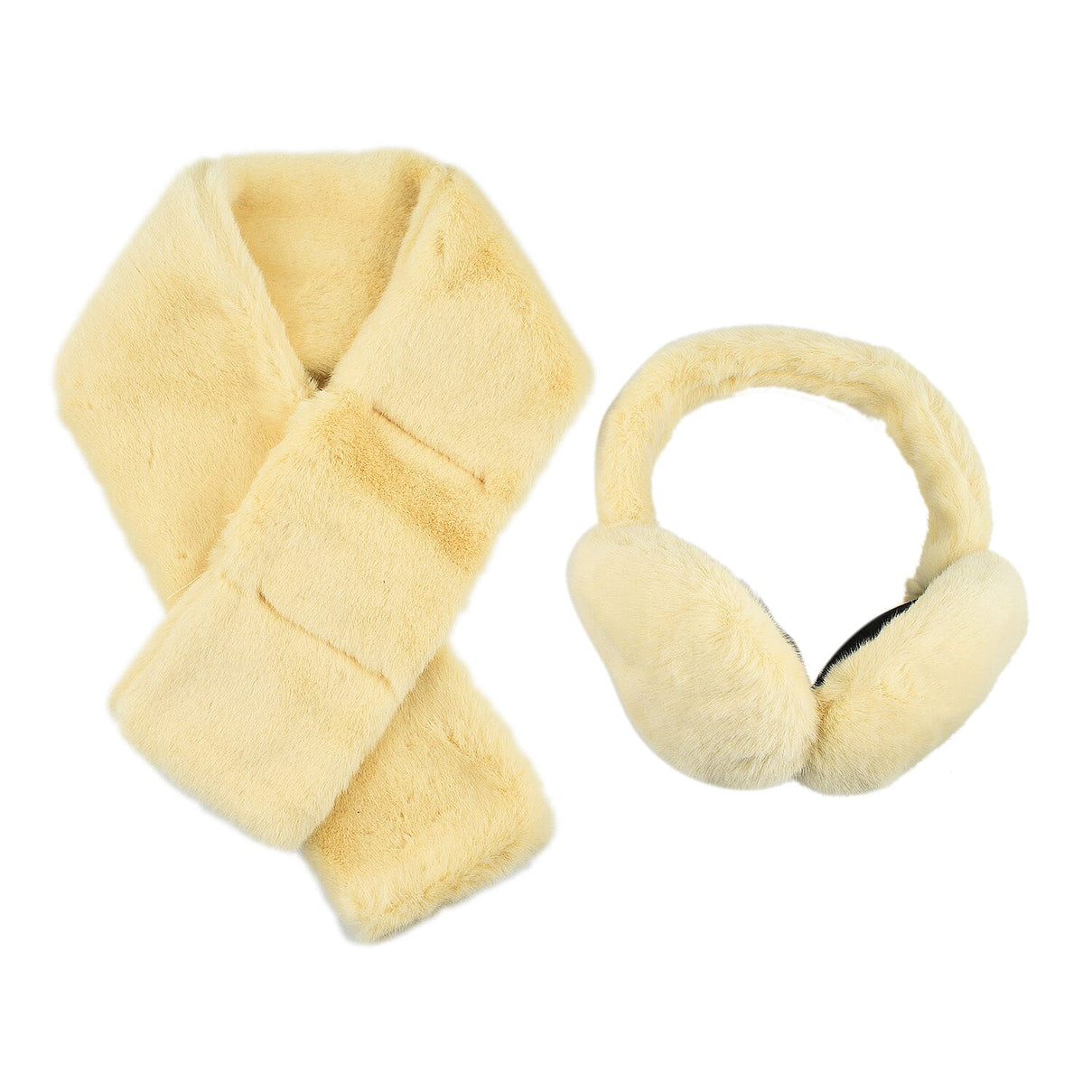 2 Piece Set - Faux Fur Earmuffs and Scarf - Beige 7583370 0
