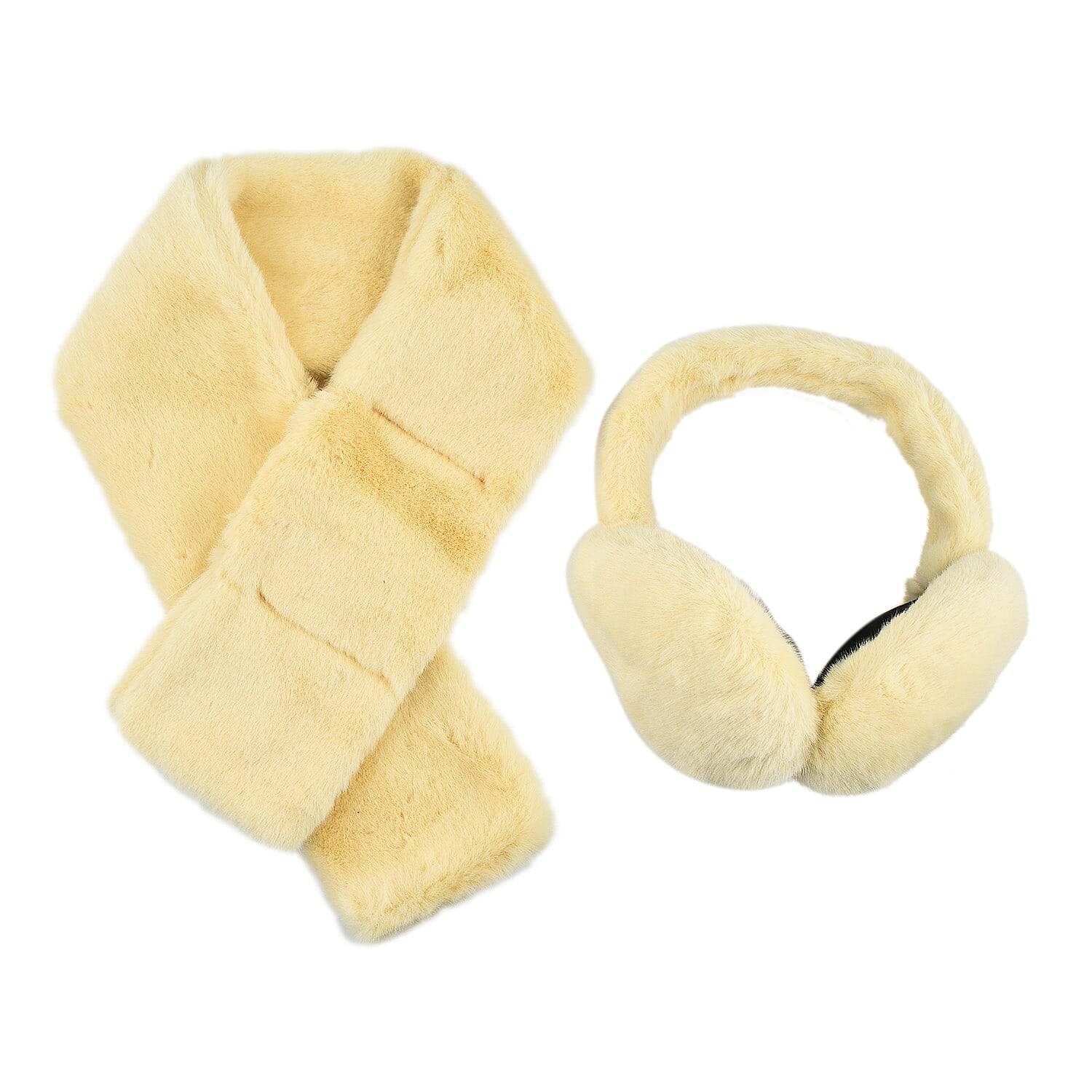 2 Piece Set - Faux Fur Earmuffs and Scarf - Beige 7583370 0