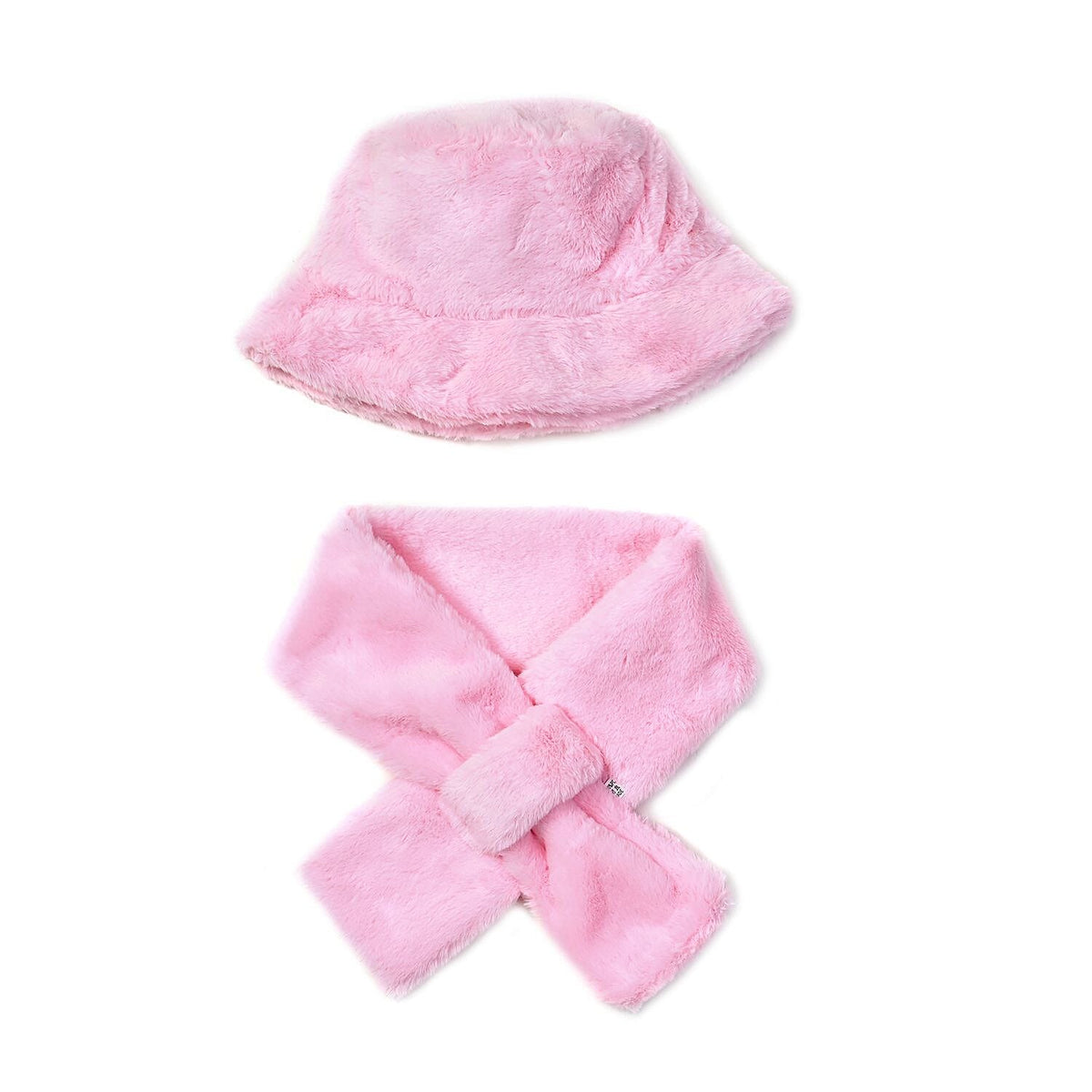 2 Piece Set - Faux Fur Hat and Scarf - Pink 7590846 0