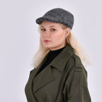 Snapback Vintage Checked Flat Cap (57 cm) - Dark Grey