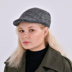 Snapback Vintage Checked Flat Cap (57 cm) - Dark Grey