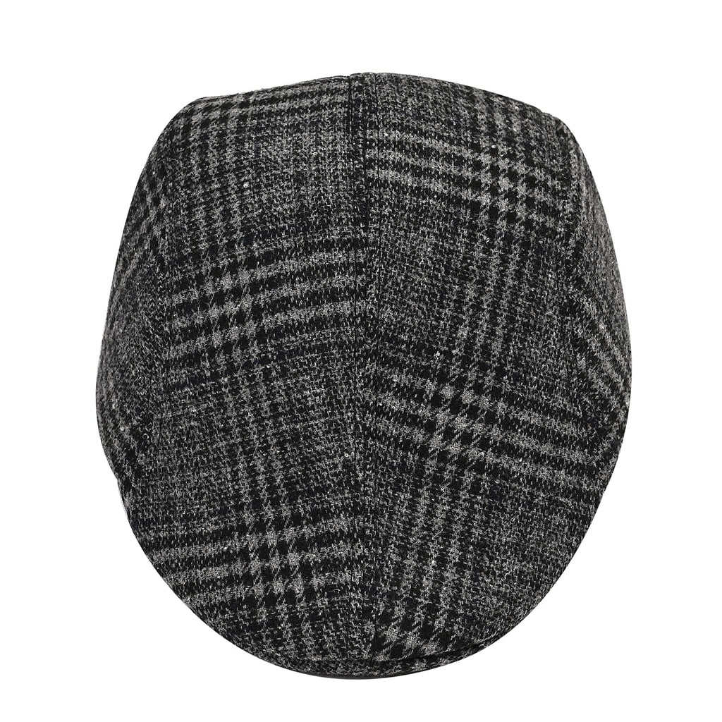 Snapback Vintage Checked Flat Cap (57 cm) - Dark Grey