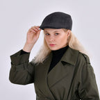 Snapback Vintage Checked Flat Cap (57 cm) - Black