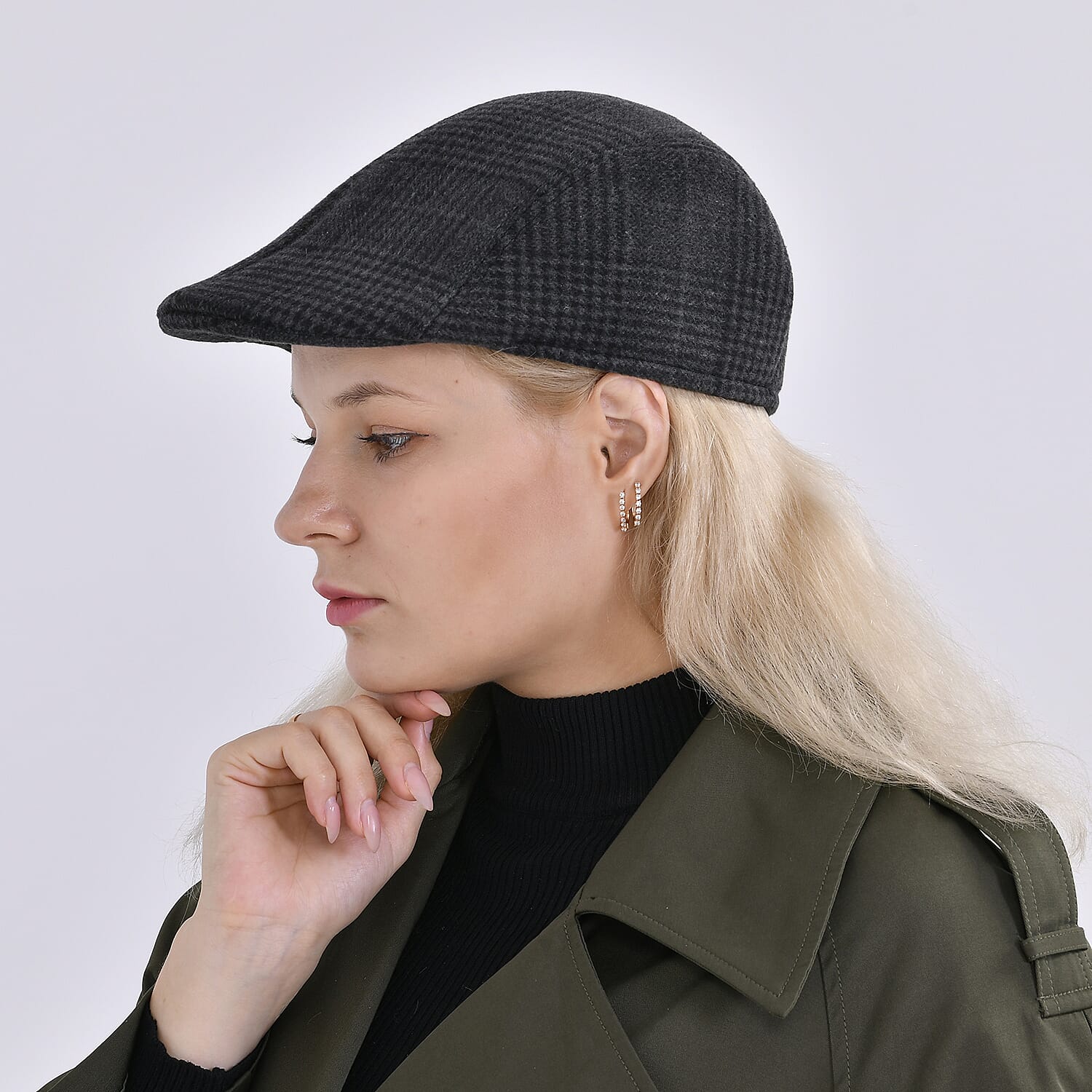 Snapback Vintage Checked Flat Cap (57 cm) - Black. V32516265 3