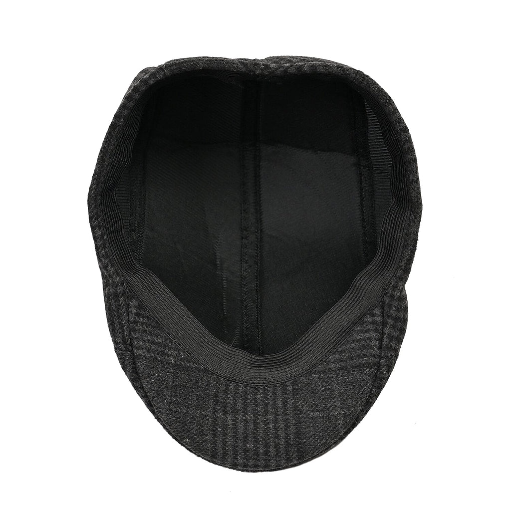 Snapback Vintage Checked Flat Cap (57 cm) - Black