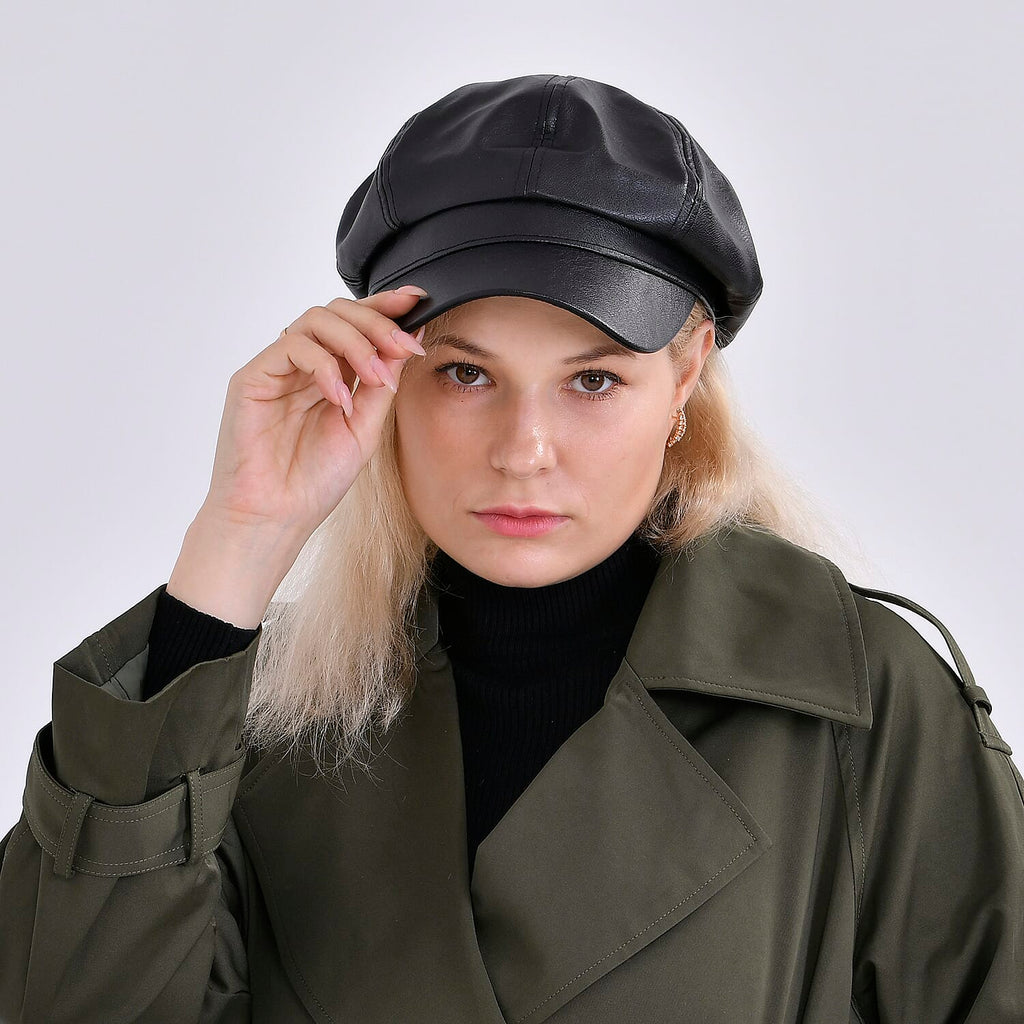 Snapback Baker Boy Cap (57cm) - Black