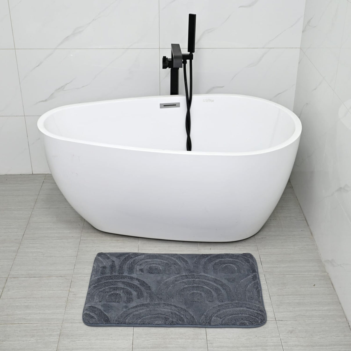 3 Piece Patterned Bathroom Mat Set - Dark Grey 7787035 3