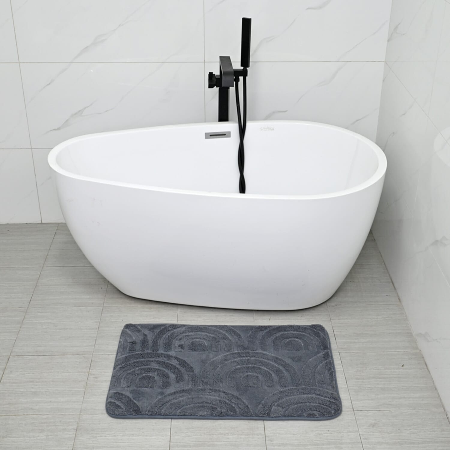 3 Piece Patterned Bathroom Mat Set - Dark Grey 7787035 3