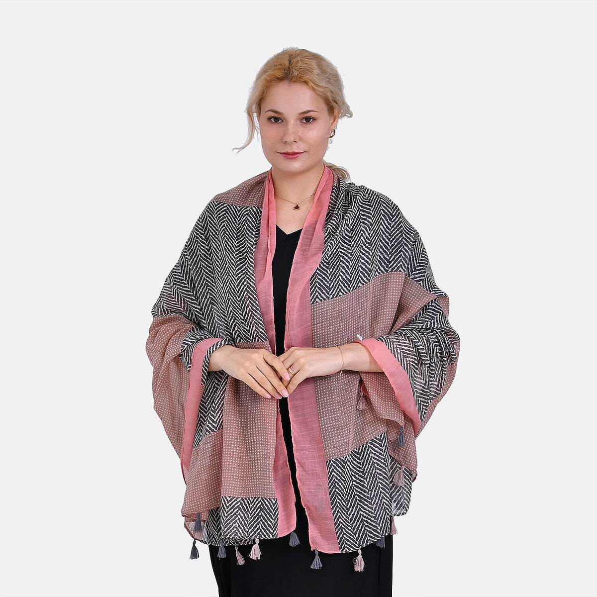 Closeout Deal New Arrival Printed Scarf with Tassels 7751719 0