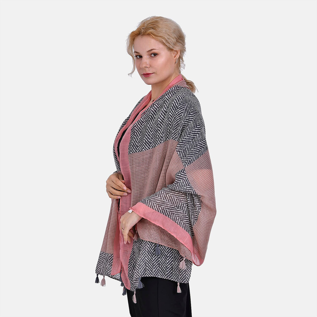 Closeout Deal New Arrival Printed Scarf with Tassels 7751719 3