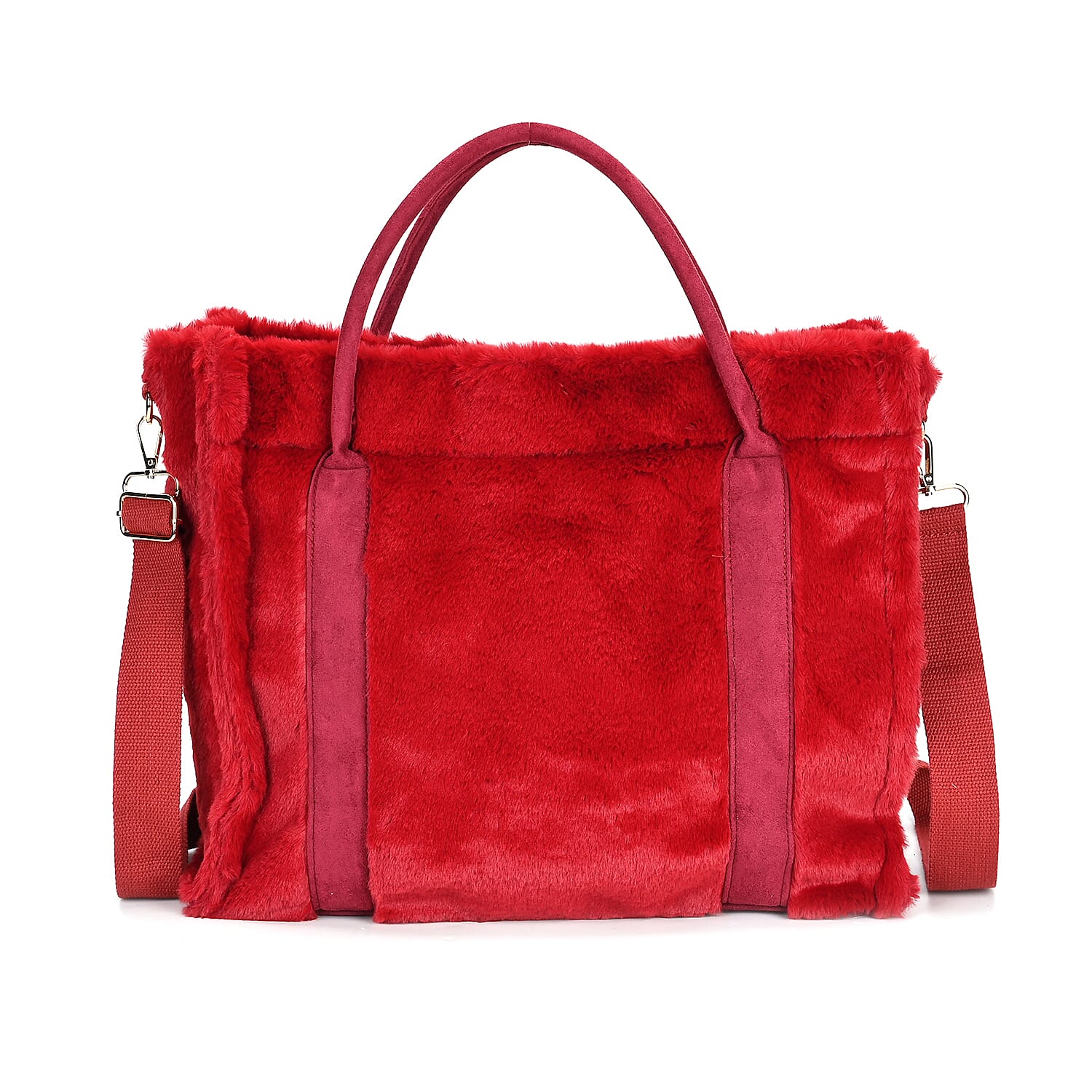 Fluffy Faux Fur Tote Bagg (Size 40x13x32 cm) - Burgundy 7850200 0