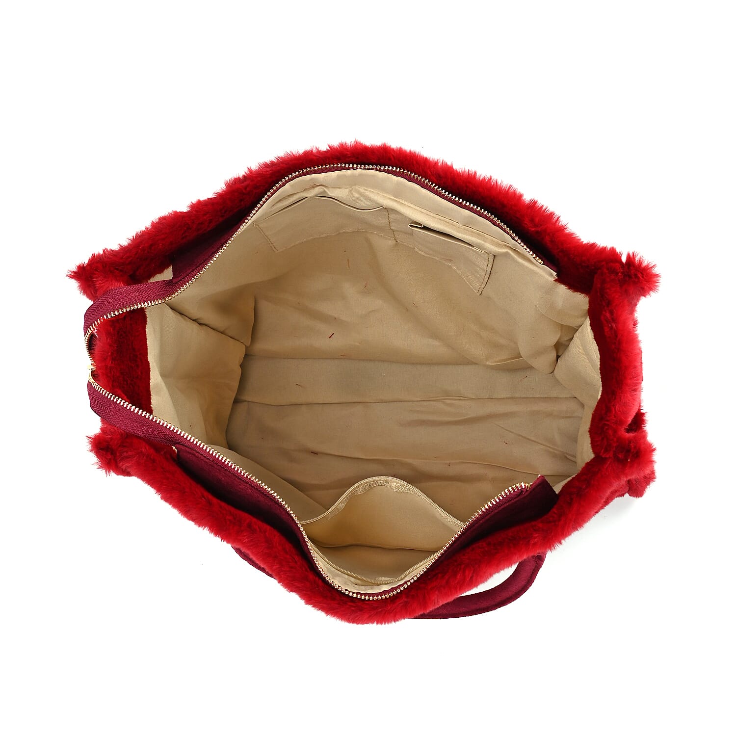Fluffy Faux Fur Tote Bagg (Size 40x13x32 cm) - Burgundy 7850200 2