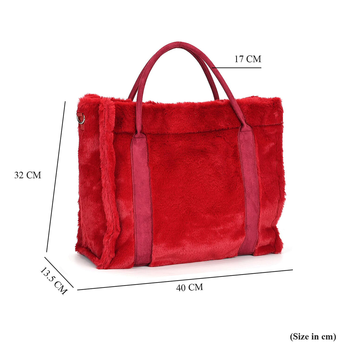 Fluffy Faux Fur Tote Bagg (Size 40x13x32 cm) - Burgundy 7850200 4