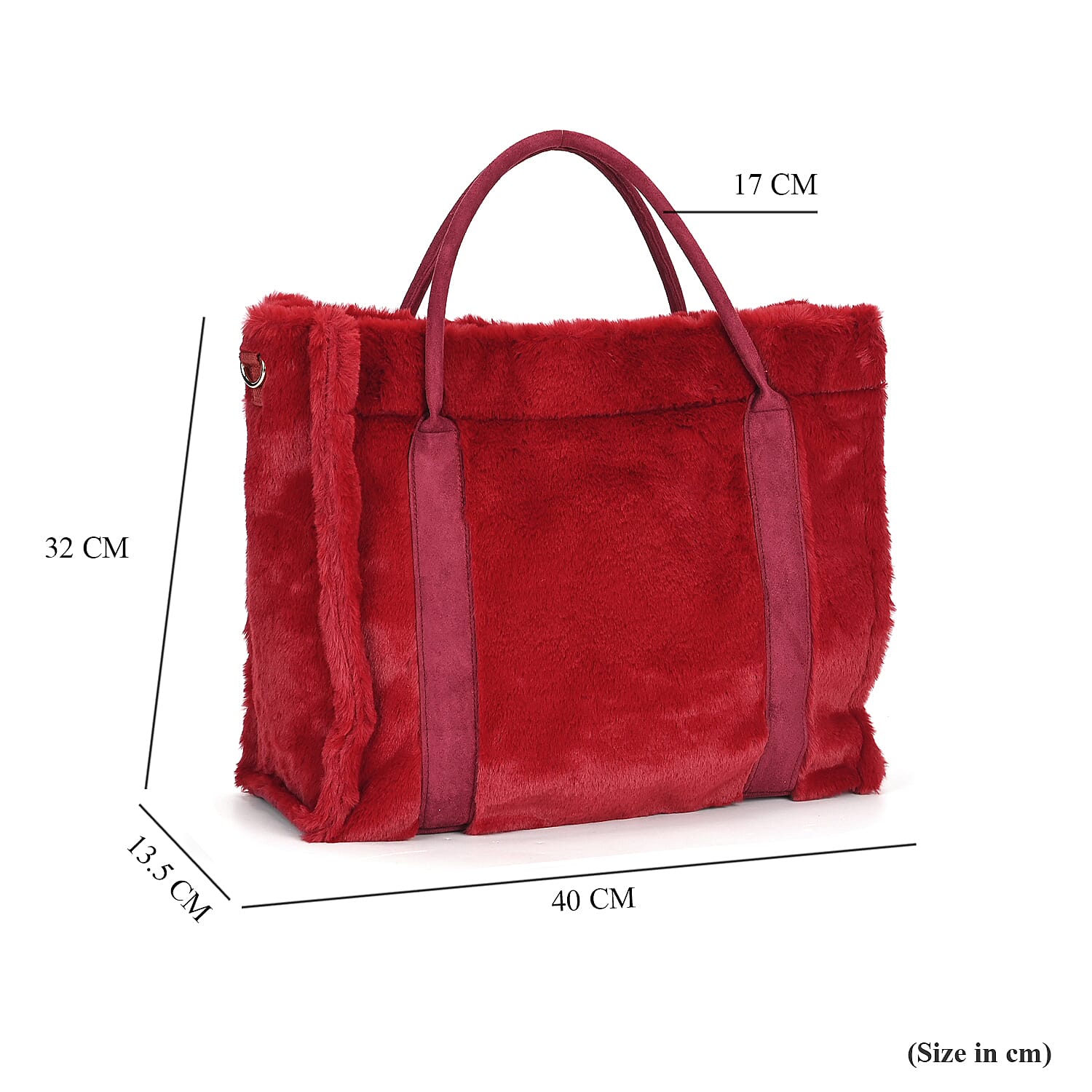 Fluffy Faux Fur Tote Bagg (Size 40x13x32 cm) - Burgundy 7850200 4
