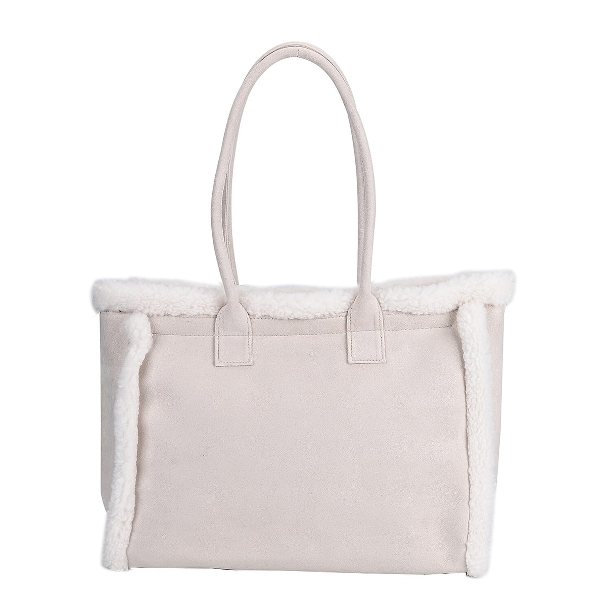 Faux Fur Plush Tote Bag with Handle Drop - Off White 7849648 0