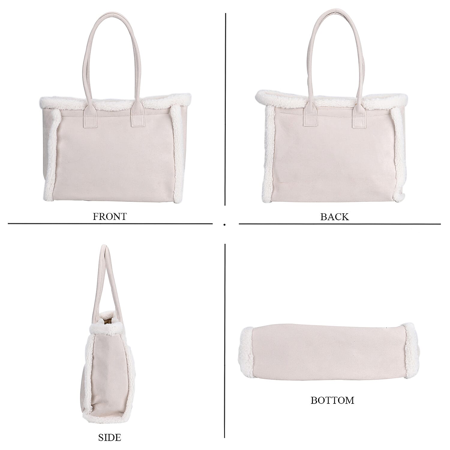 Faux Fur Plush Tote Bag with Handle Drop - Off White 7849648 4