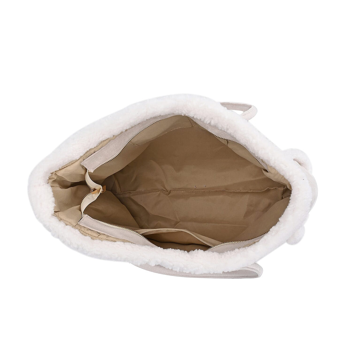 Faux Fur Plush Tote Bag with Handle Drop - Off White 7849648 5