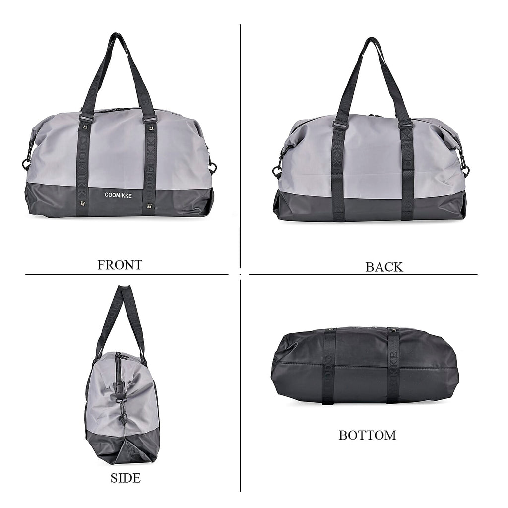 Duffle Bag- 3 slip pockets and 1 zip pocket - Water Repellent Multipurpose - Grey