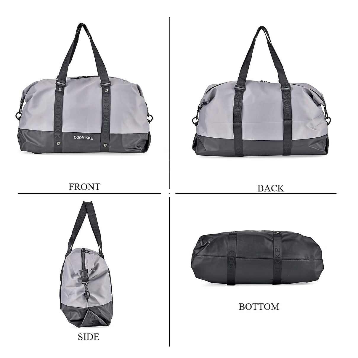 Duffle Bag- 3 slip pockets and 1 zip pocket - Water Repellent Multipurpose - Grey 7689186 4