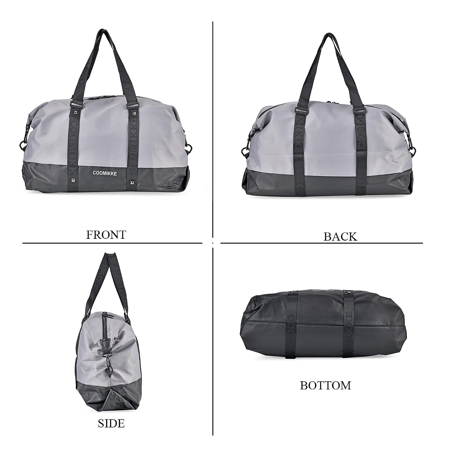 Duffle Bag- 3 slip pockets and 1 zip pocket - Water Repellent Multipurpose - Grey 7689186 4