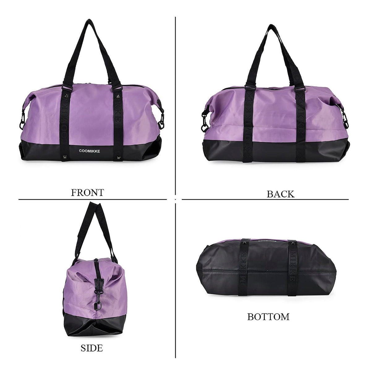 Duffle Bag- 3 slip pockets and 1 zip pocket - Water Repellent Multipurpose - Lilac V32604555 4