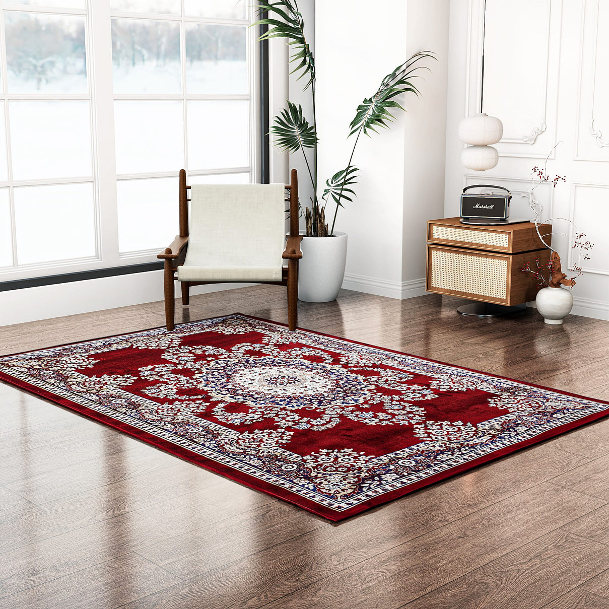 Traditional Style Printed Pile Carpet - Red 7787353 0