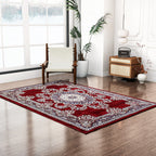 Polyester Printed Rug and Door Mat (Size 120x1 cm) - Red & Mint
