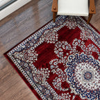 Polyester Printed Rug and Door Mat (Size 120x1 cm) - Red & Mint