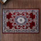 Polyester Printed Rug and Door Mat (Size 120x1 cm) - Red & Mint