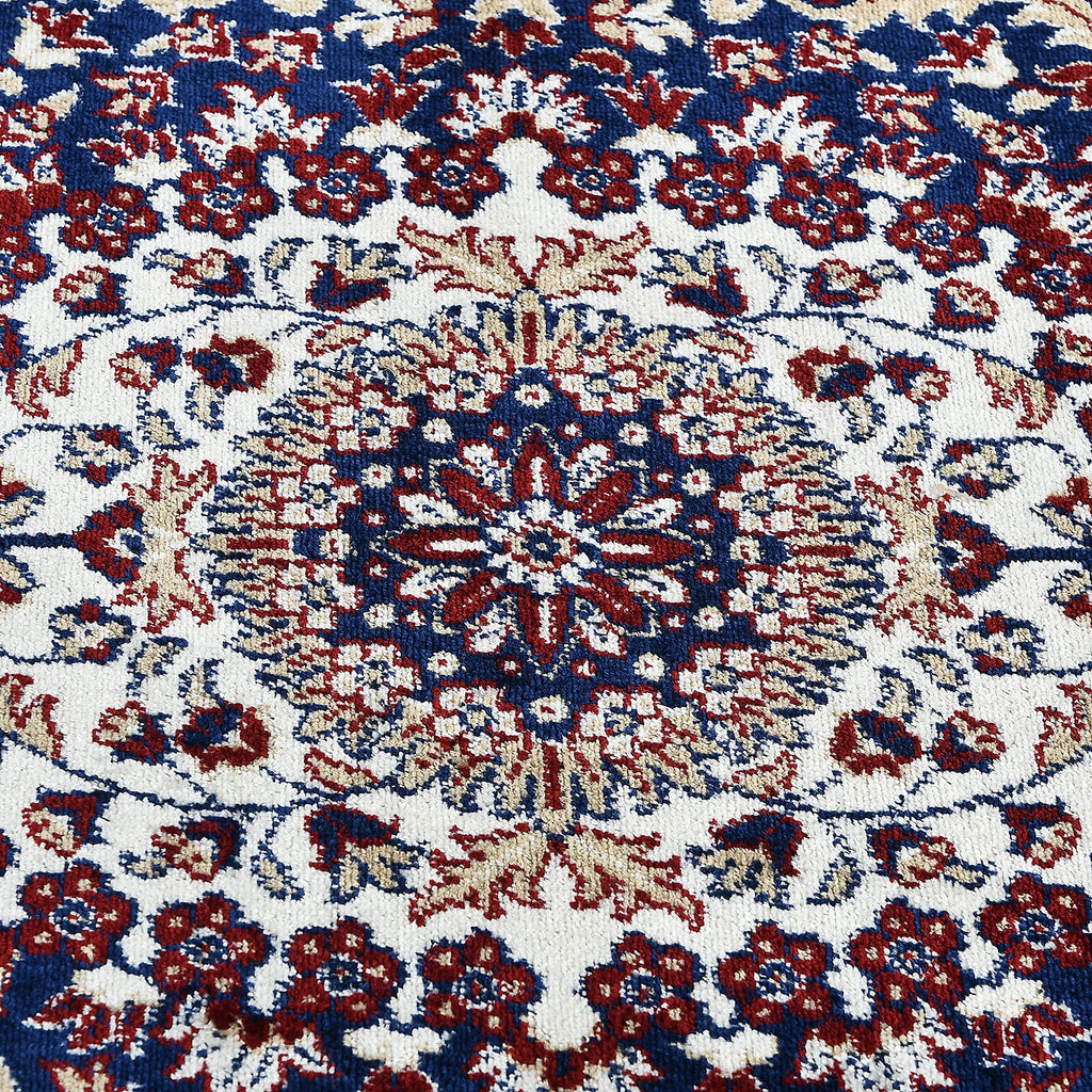 Polyester Printed Rug and Door Mat (Size 120x1 cm) - Red & Mint