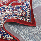 Polyester Printed Rug and Door Mat (Size 120x1 cm) - Red & Mint