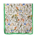 Closeout Deal - Cloud Brocade Border Printed Long scarf (Size 180x80 cm) - White & Green