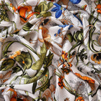 Closeout Deal - Cloud Brocade Border Printed Long scarf (Size 180x80 cm) - White & Green
