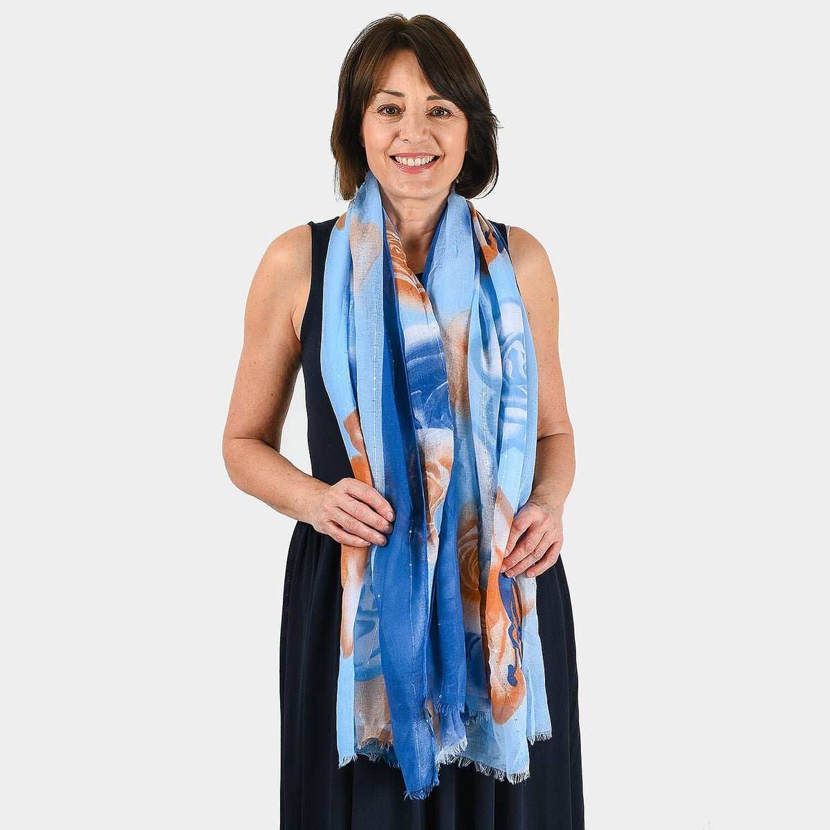 Closeout Deal - Large Flower Scarf with lurex stripe and sequins 7550115 0