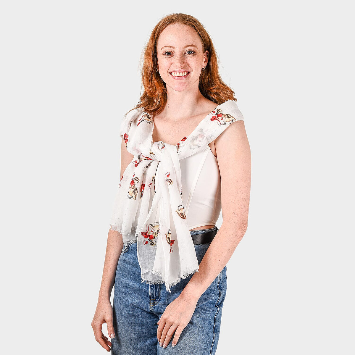 Scarves-Close out scarf printed baby duckling with glitter-White-60x180cm 7554141 0