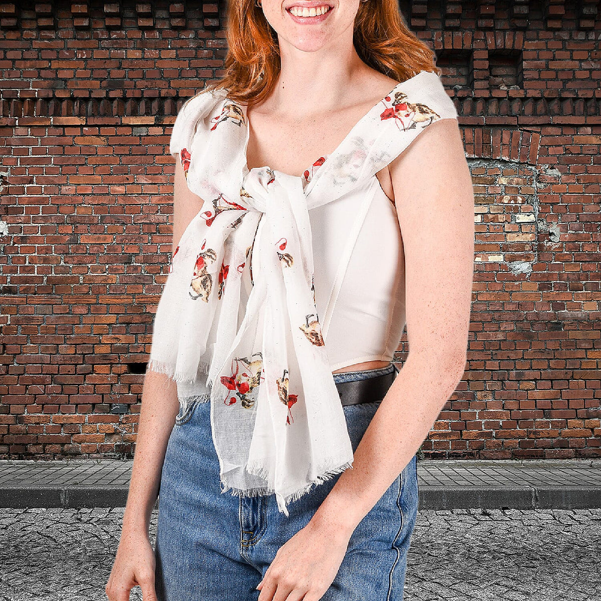 Scarves-Close out scarf printed baby duckling with glitter-White-60x180cm 7554141 2