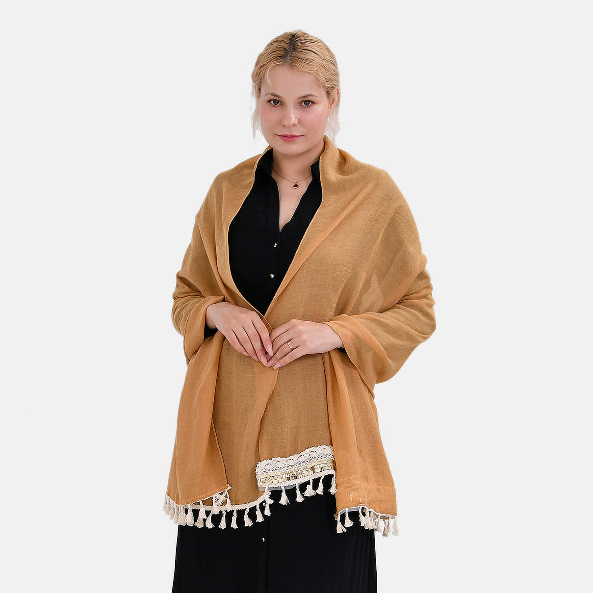 Closeout Deal - Scarf with Lace and Tassels 7833295 3