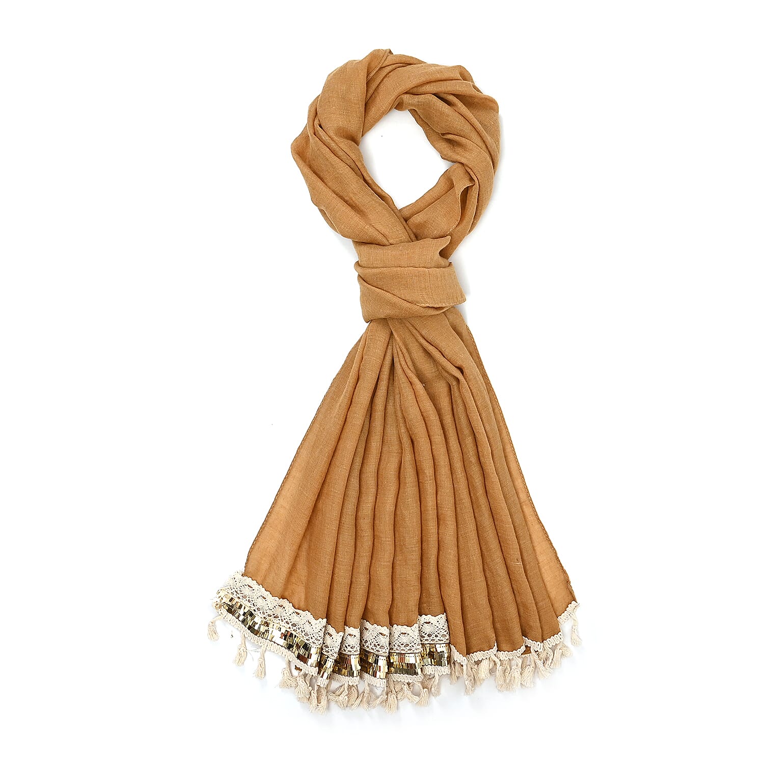 Closeout Deal - Scarf with Lace and Tassels 7833295 5