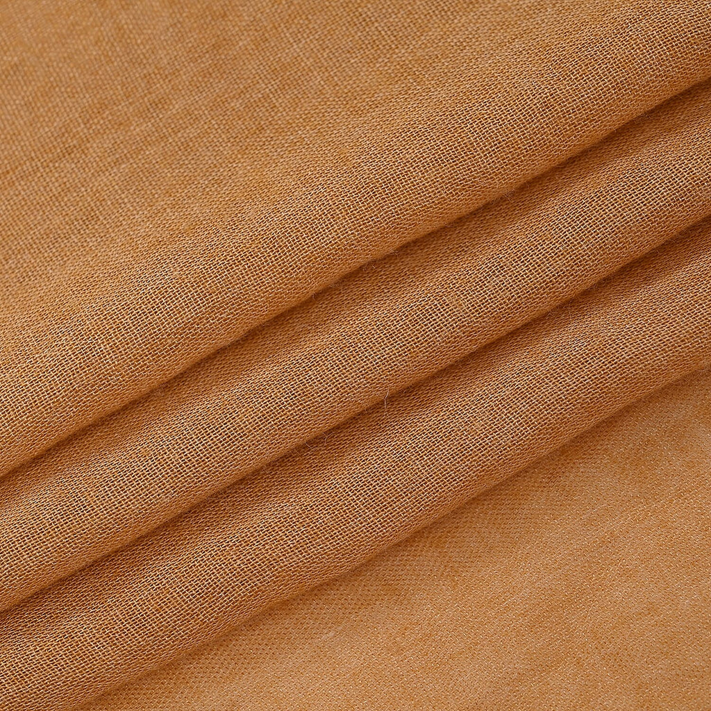 Closeout Deal - Scarf with Fringes and Beads - Ochre