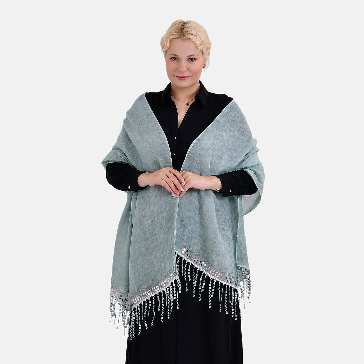 Closeout Deal - Scarf with Sequins and Tassels 7833311 0