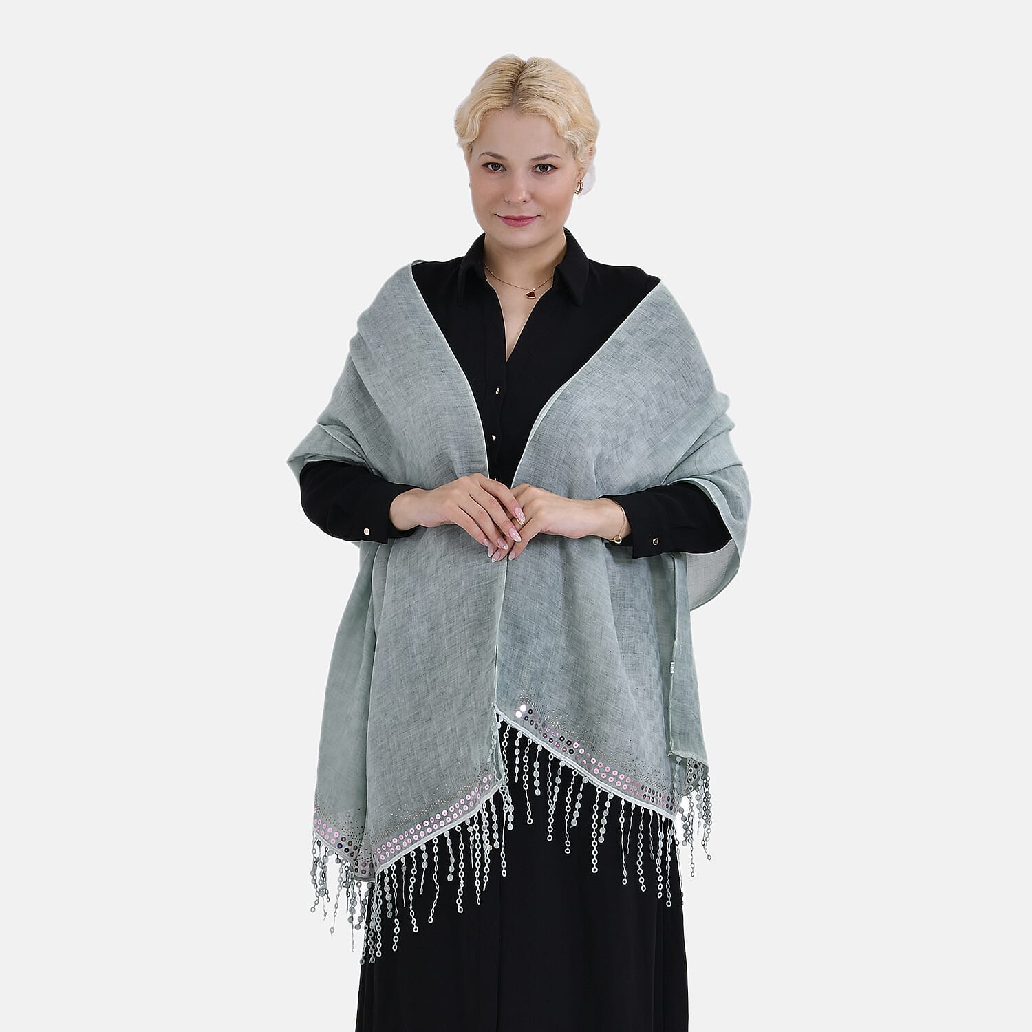 Closeout Deal - Scarf with Sequins and Tassels 7833311 0
