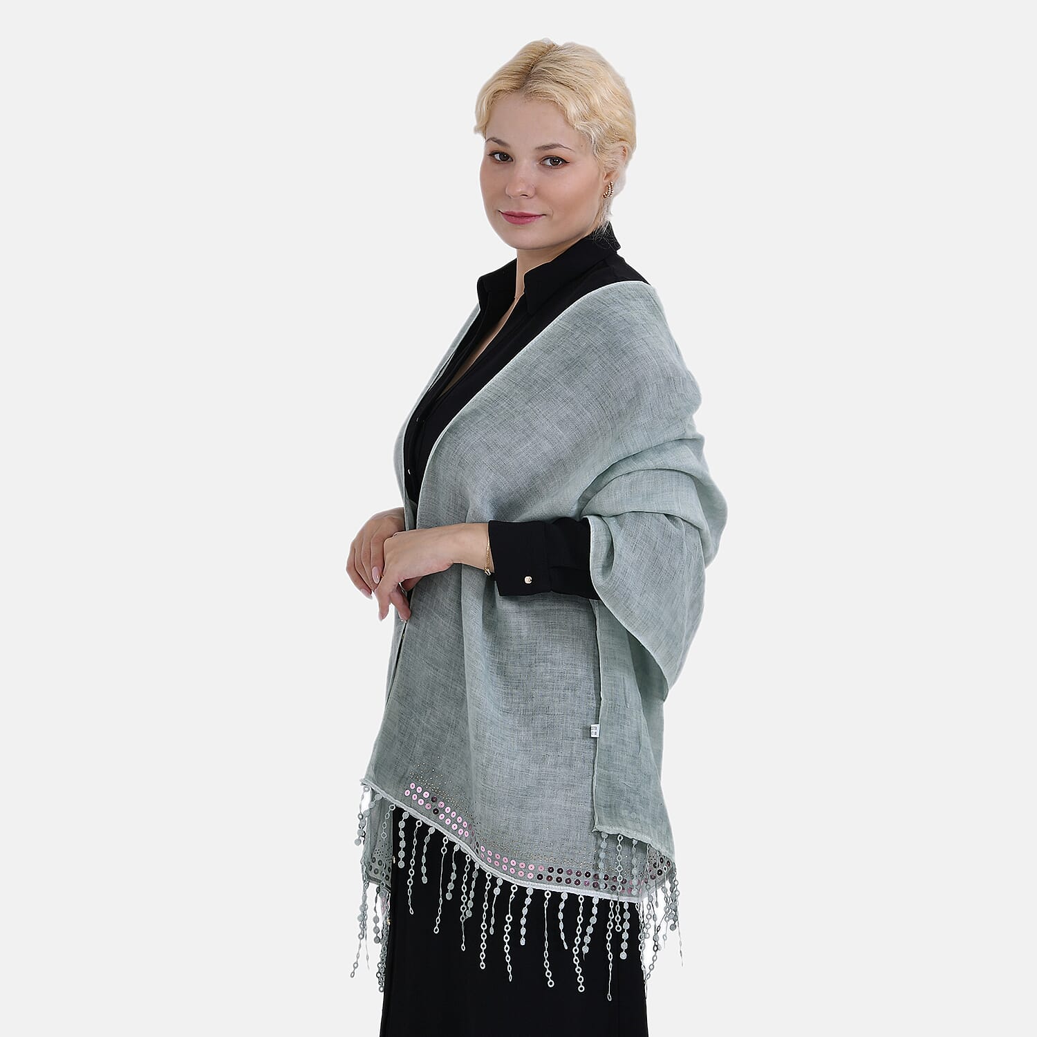 Closeout Deal - Scarf with Sequins and Tassels 7833311 3