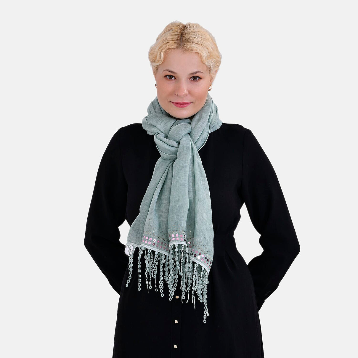 Closeout Deal - Scarf with Sequins and Tassels 7833311 4