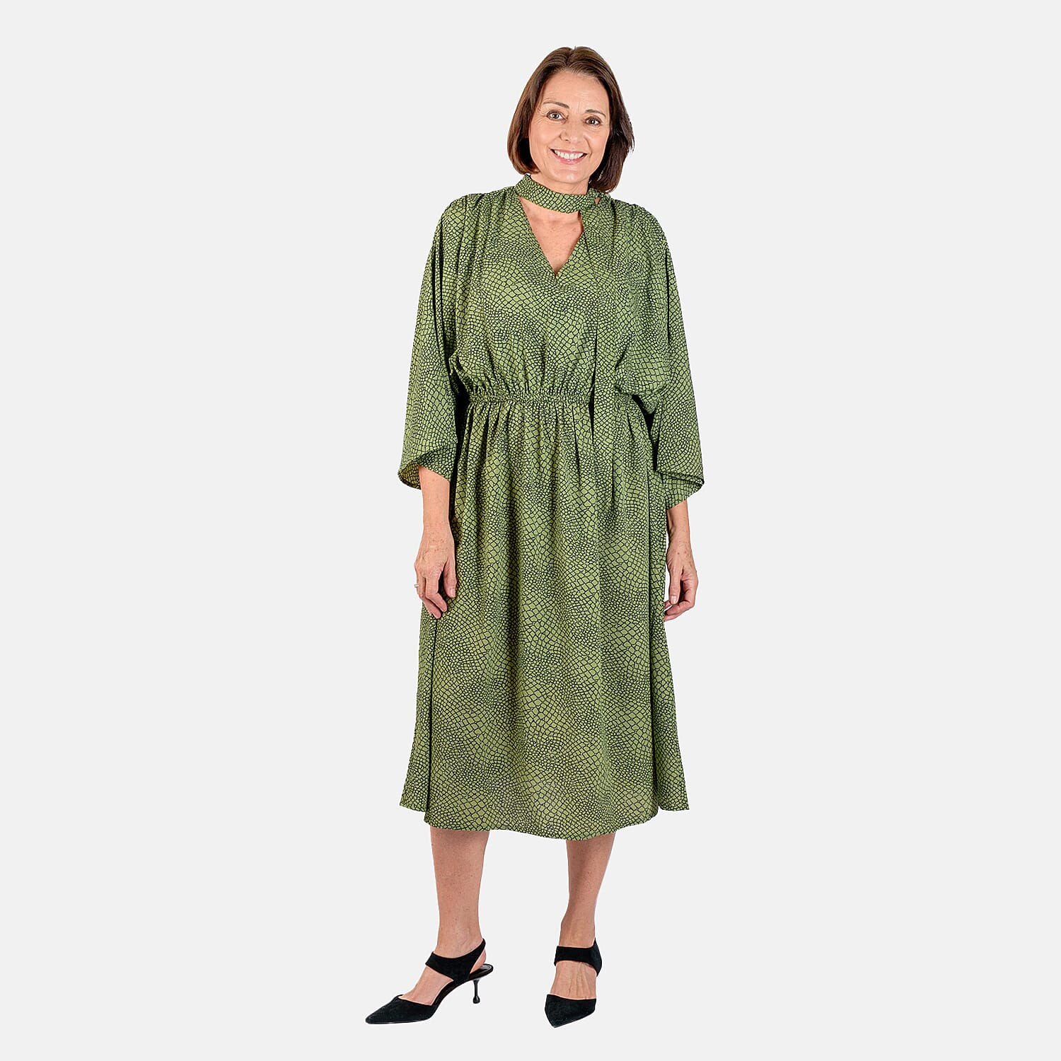 TAMSY Snake Print Tie Elasticated Dress 7368807 0