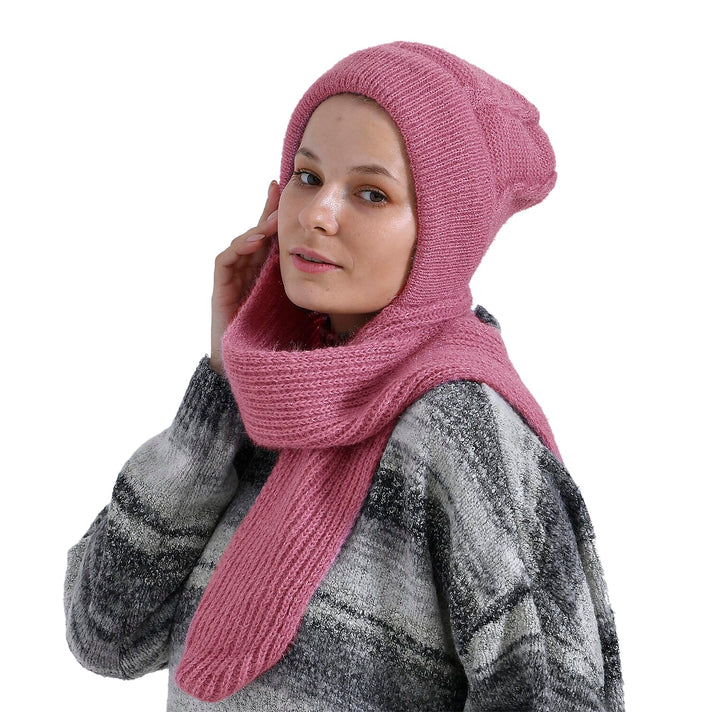 Winters Must Buy - Solid Beanie Cozy Cap and Scarf Set - Pink 7848120 1