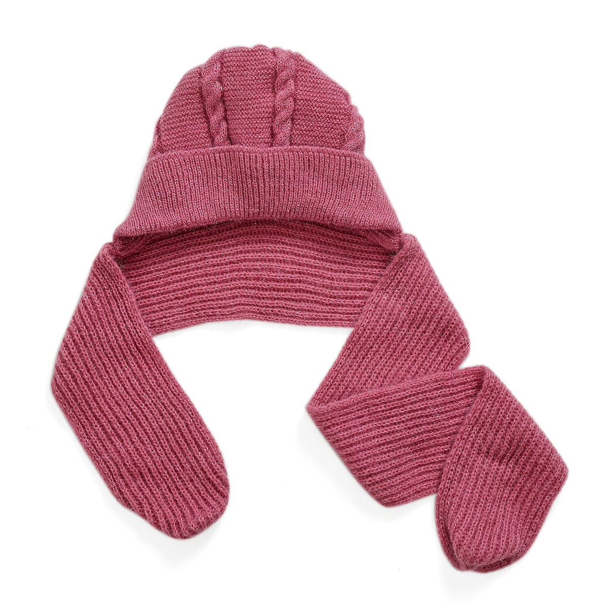 Winters Must Buy - Solid Beanie Cozy Cap and Scarf Set - Pink 7848120 5