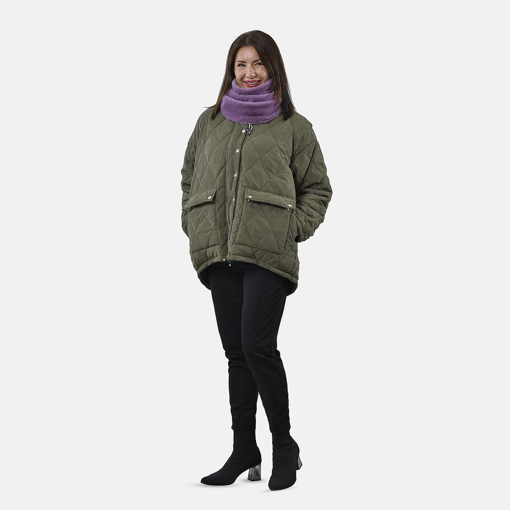 Faux Fur Snood with Drawstring (Size 35x28 Cm) - Purple